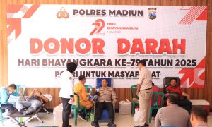 Sambut Hari Bhayangkara, Polres Madiun Tebar Kepedulian Lewat Donor Darah