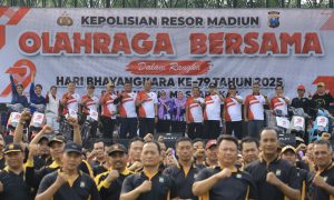 Semarak Hari Bhayangkara ke-79, Polres Madiun Gelar Olahraga Bersama